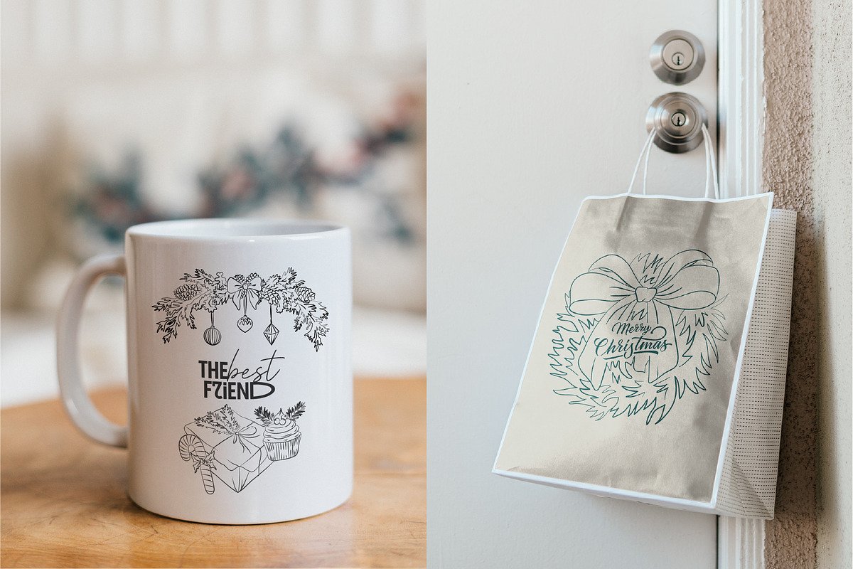 Line Art Winter Floral Decorations, a Decorative Illustration by La Petite Line Art (Photo 4 of 15)