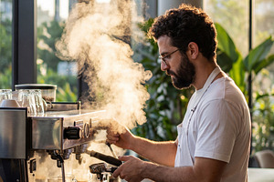 Skilled Barista Crafting Espresso, a Business Photo by Virgo Studio