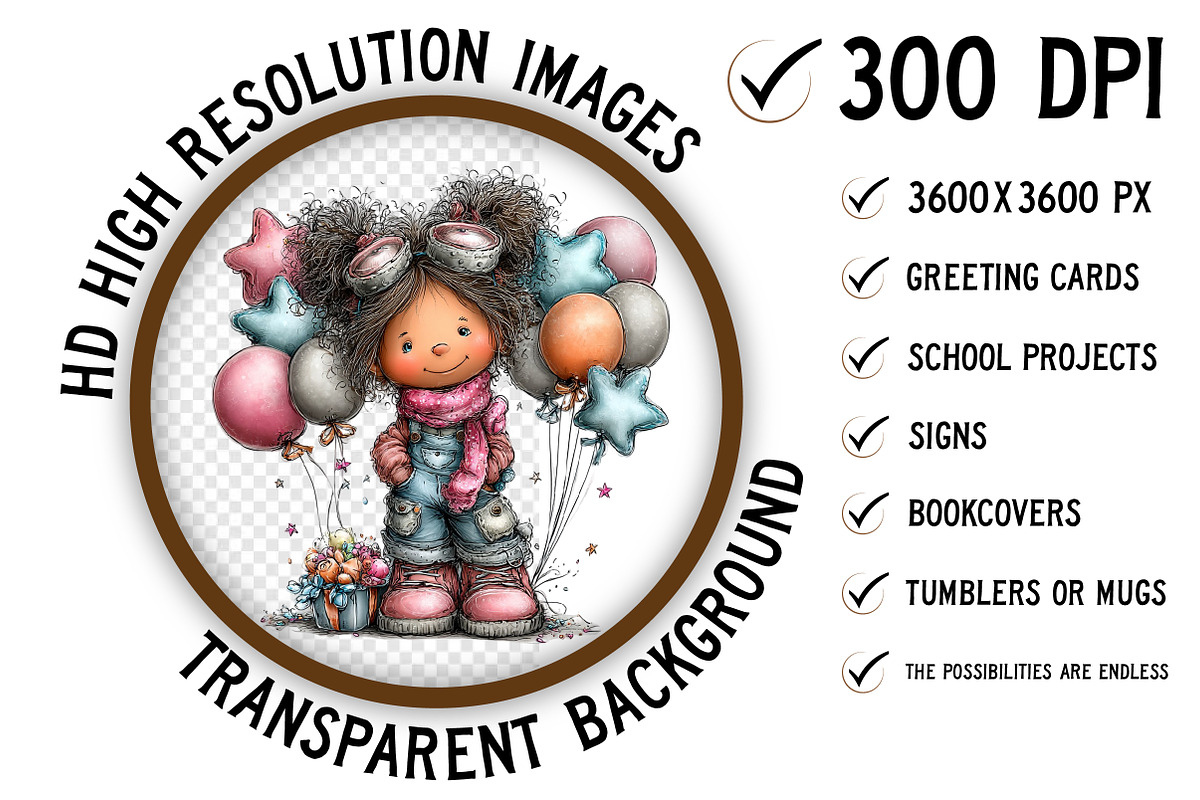 Whimsical Birthday Kids Clipart PNG, an Illustration by Craft Nest (Photo 4 of 8)