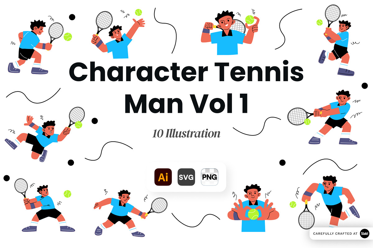 Character Tennis Man Vol 1, a Sport Illustration by SLAB! Design (Photo 1 of 3)