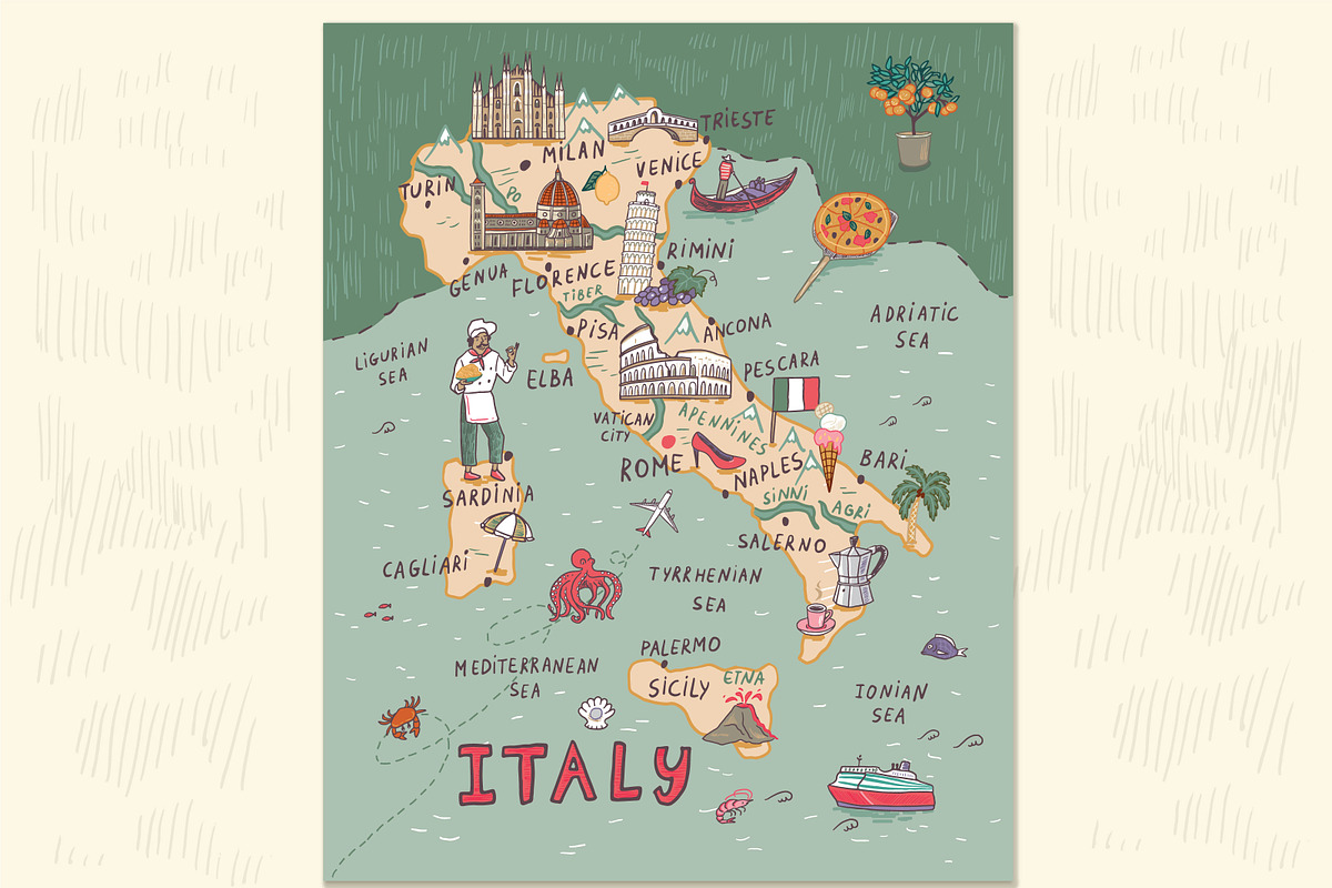 Italy Map, an Illustration by GooseFrol (Photo 1 of 10)
