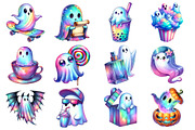 Cute Halloween Ghost Holographic, an Illustration by Daily.Designs (Thumbnail 3 of 6)