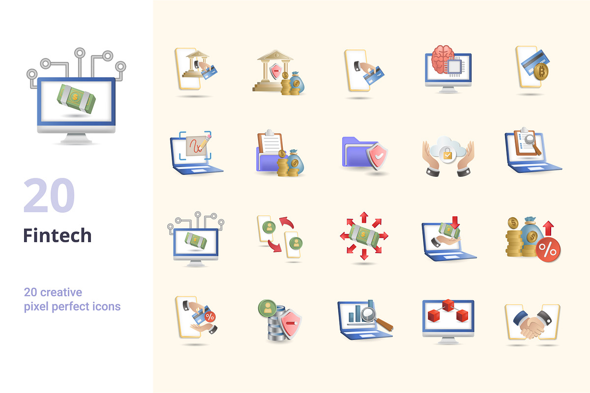 Fintech 3D Icons Set Bundle, an Object Graphic by Aimagenarium@gmail.com (Photo 1 of 21)