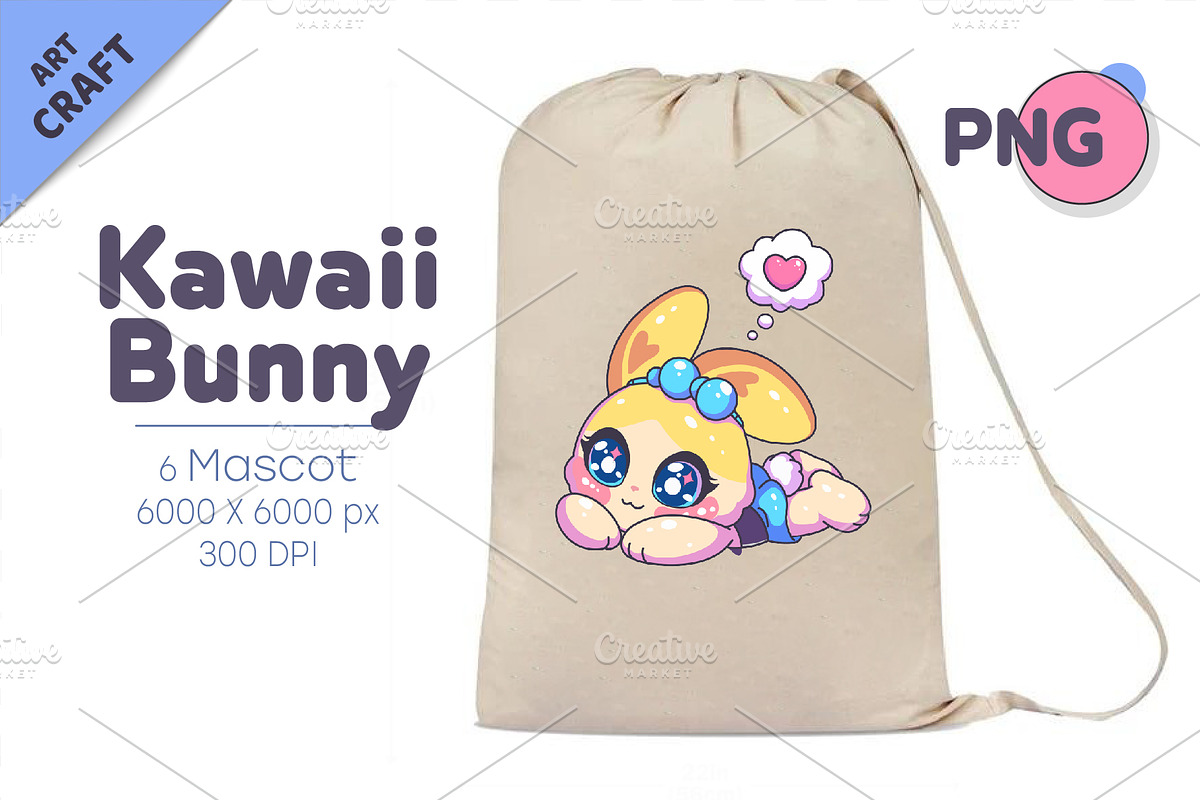 Kawaii Bunny Character 01. Sticker, an Animal Illustration by KENO Mascots (Photo 5 of 6)