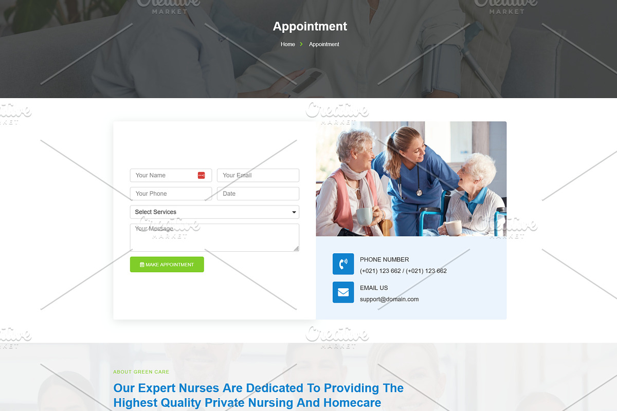 Home Care & Private Nursing Template, a WordPress Template by HasnainDEV (Photo 3 of 5)