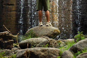 Hiker on a rock in front of a natura, a Holiday Photo by Perpis