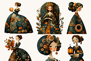 Whimsical Girl Dames Clipart Bundle, a Person Illustration by Design Scotch (Thumbnail 3 of 8)