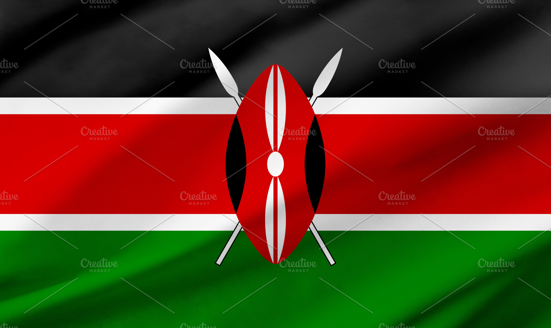 Kenya flag background with waving fabric texture, a Holiday Photo by Davizro's Market