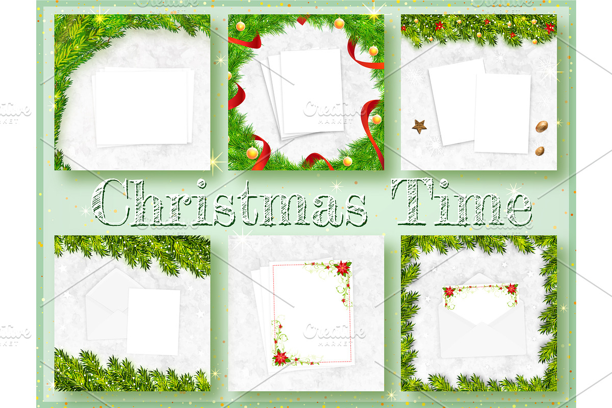 Christmas frames vector set, an Advertising Mockup by MarBom (Photo 1 of 2)