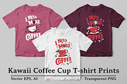 Cute Kawaii Coffee Cup T-Shirt Print, an Object Graphic by Paul Lesser (Thumbnail 1 of 6)