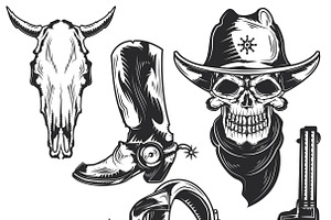 Set Of Cowboy Elements