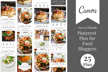 Food Blogger Pinterest Pins, a Social Media Template by Marketing Templates Co.