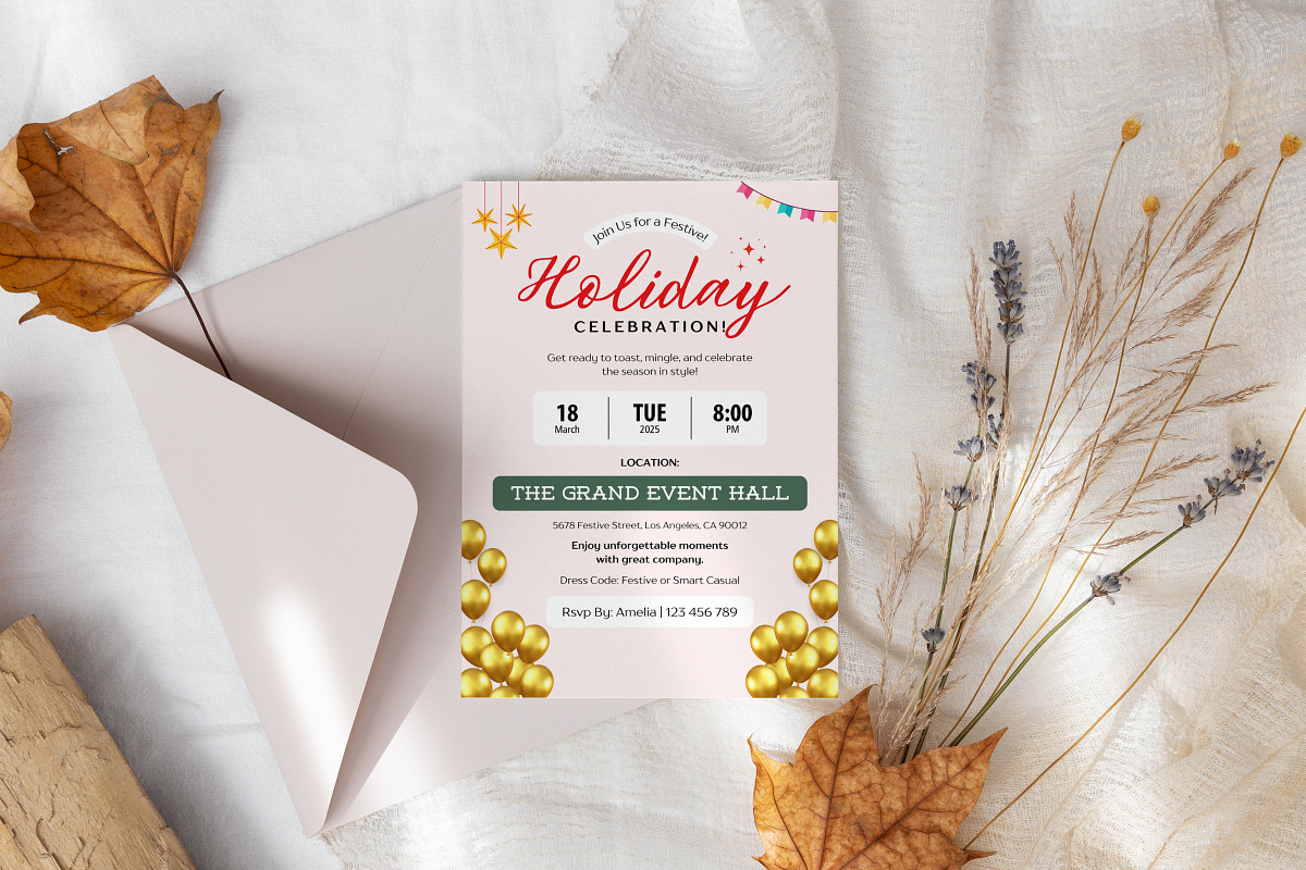 Holiday Party Invitation Canva Temp, an Invitation Template by Snapybiz (Photo 3 of 10)