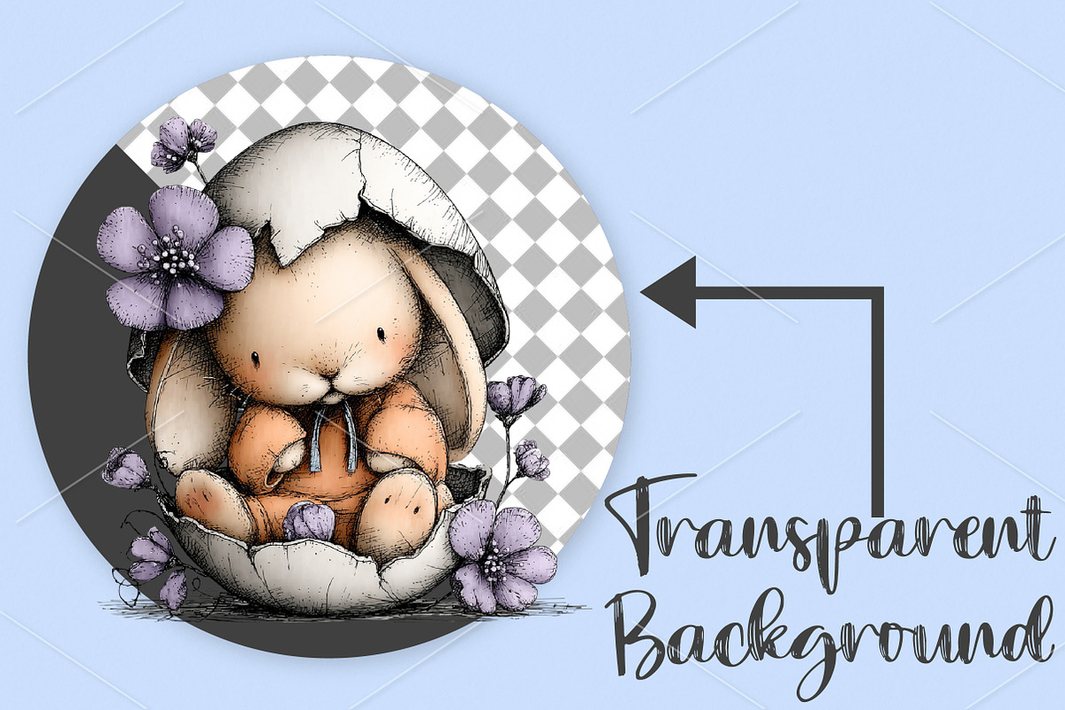 Whimsical Easter Bunny Clipart PNG, a Seasonal Illustration by Canvas Craft (Photo 2 of 7)