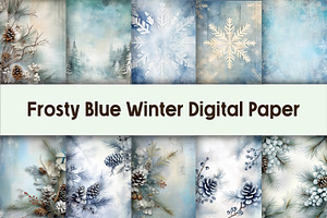 Frosty Blue Winter Digital Paper