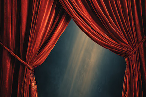 Red velvet curtains stage theater pe, an Abstract Photo by Pixeness Studio