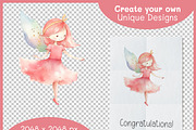 Cute Fairy Party Watercolor Clipart, a Decorative Illustration by Digital Dreamscaping (Thumbnail 2 of 4)
