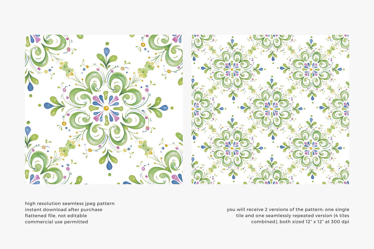 hand painted tile pattern, a Pattern Graphic by Pink Studio Art (Photo 2 of 4)