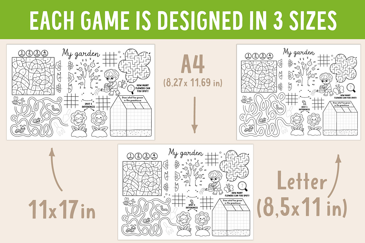 Garden coloring activity placemats, an Education Illustration by Lexi Claus (Photo 5 of 6)