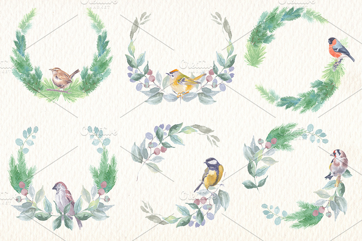 Garden birds watercolor clipart, an Animal Illustration by Art & Things (Photo 2 of 4)