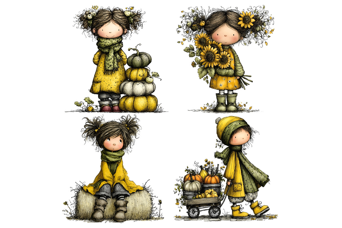 Autumn Girl PNG Clipart Bundle, a Seasonal Illustration by Nicolle's Colorful Art (Photo 5 of 5)