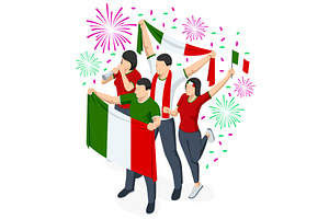 Isometric Italian football fans, a Sport Illustration by Golden Sikorka