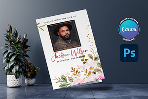 Rose Flower Funeral Program Template