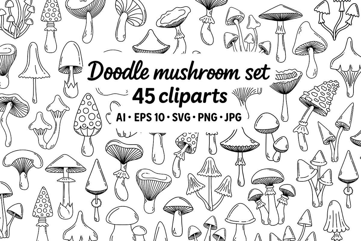 Doodle mushroom set, a Food Illustration by ananastya (Photo 1 of 3)