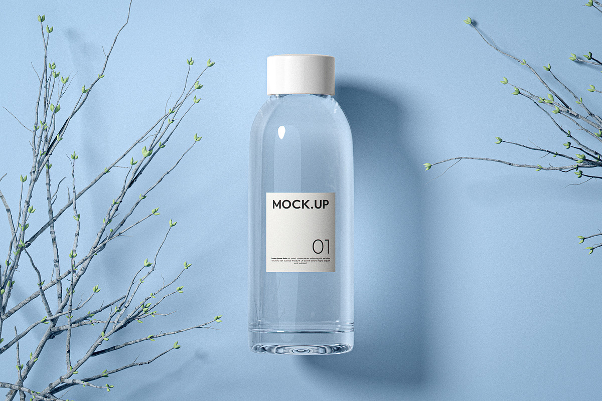 Glass Water Bottle Mockup, a Packaging Mockup by Designer Dude