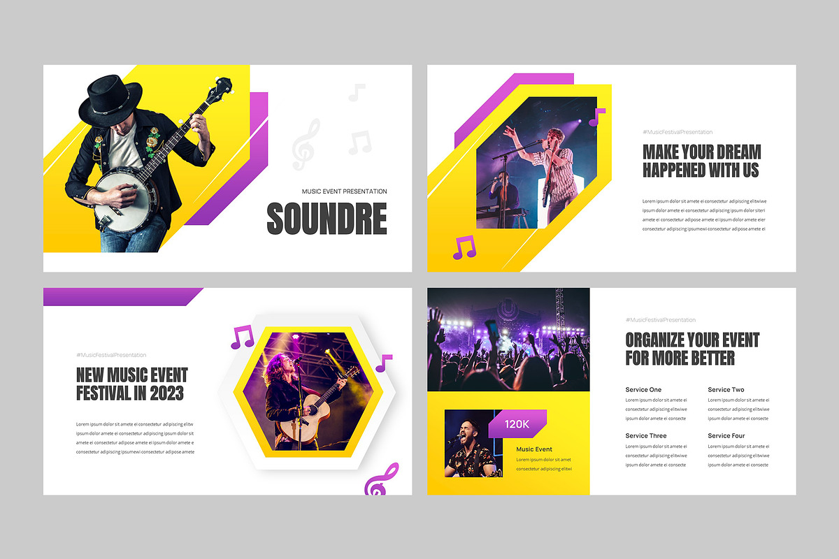 SOUNDRE - Music Festival Powerpoint, a Presentation Template by rgbryand (Photo 2 of 9)