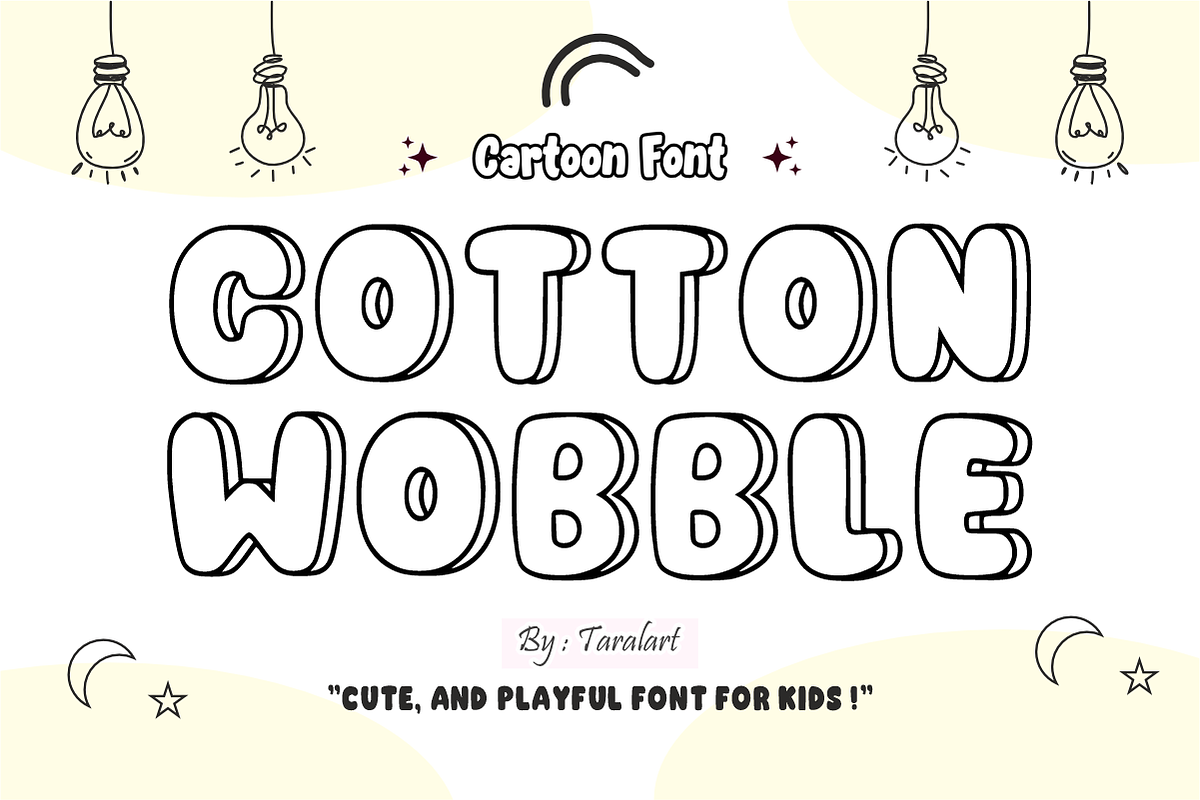 Cotton Wobble - Playful Outline Font, a Sans Serif Font by KiddoGlyphs Studio (Photo 1 of 5)