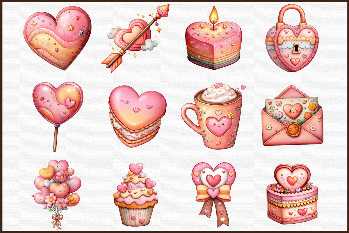 Watercolor Valentines Day Clipart, an Illustration by Sublimation Artist (Photo 3 of 6)