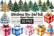 Christmas Tree And Gift Watercolor, an Illustration by Black Bird Studio (Thumbnail 1 of 6)