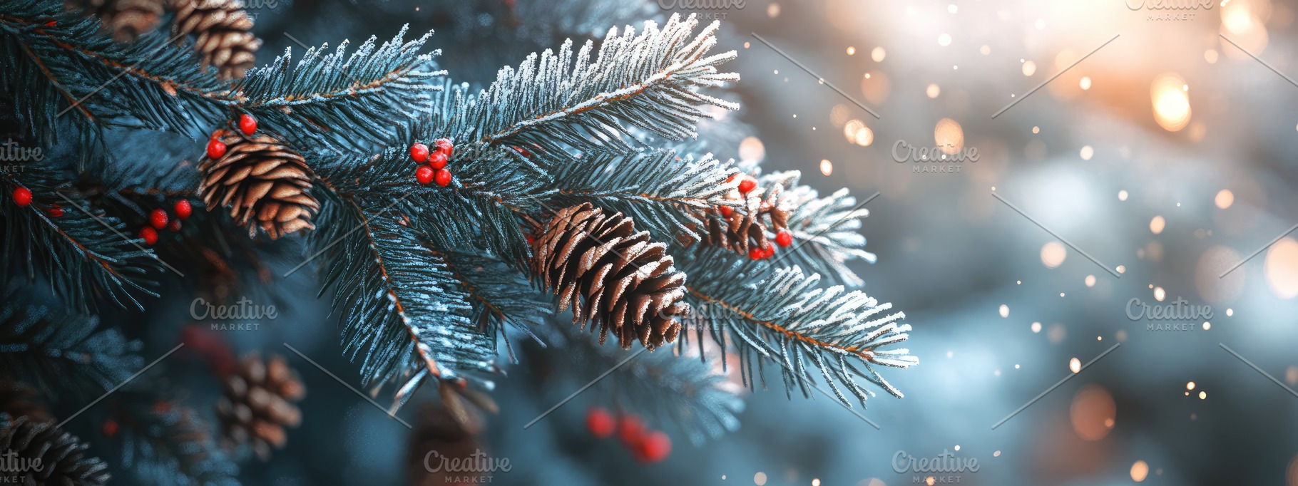 Frosted Christmas Tree Branches, a Nature Photo by Virgo Studio
