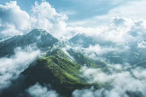 Majestic mountain view above cloud t, a Photo by Iftikhar Alam