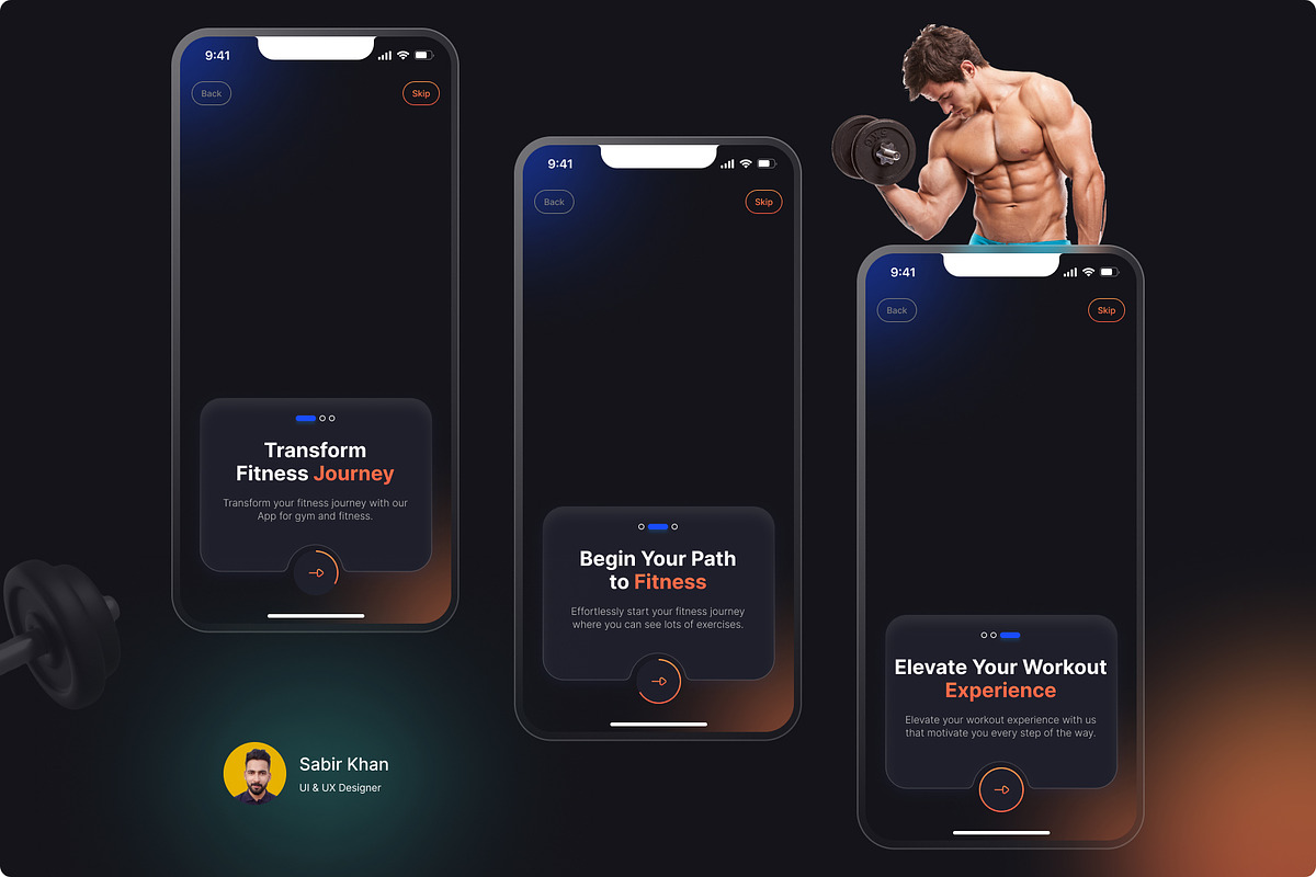 Fitness / Gym Onboarding Screens UI, an UI Kit Template by DesignBox (Photo 2 of 5)