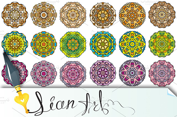 Set Of 18 Colorful Round Ornaments