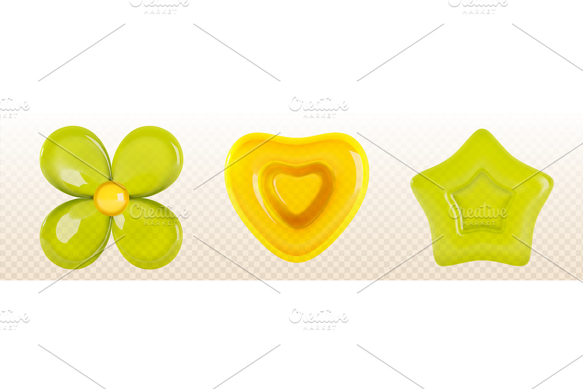 Bright 3d jelly shape set, a Food Illustration by art PVP - market