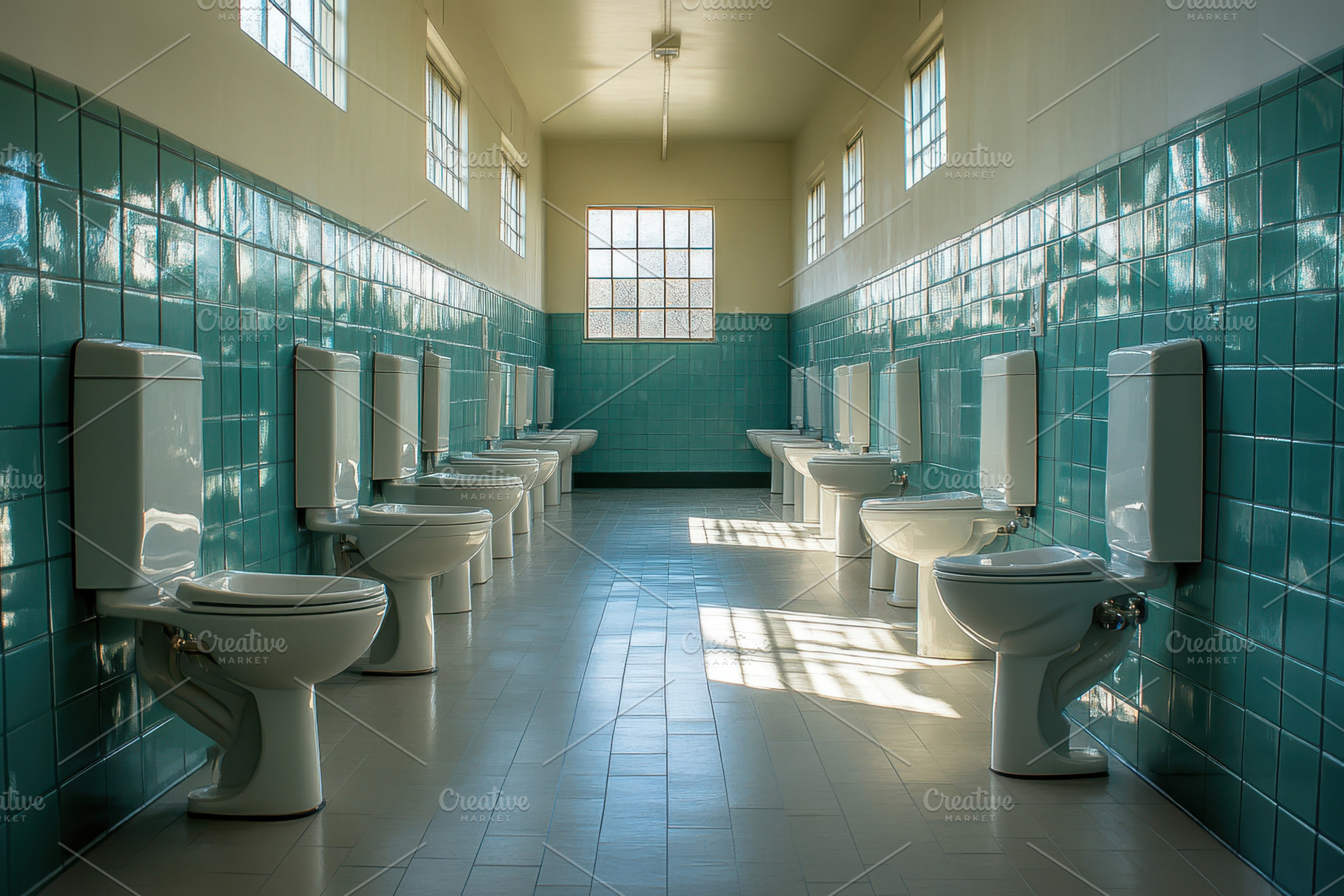Clean and spacious restroom with tea, a Photo by Tanuart