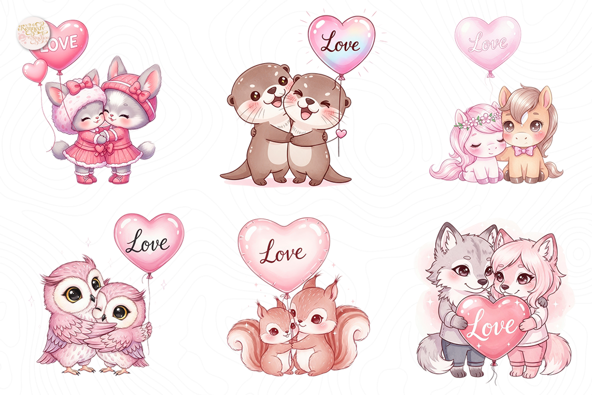 Pink Valentine Couple Animals PNG, an Animal Illustration by KennedyStudio (Photo 3 of 5)