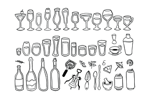 Hand Drawn Glassware Illustrations