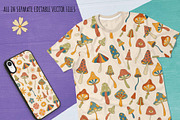 Magic Mushrooms Retro Vector Clipart, a Pattern Graphic by Irina Ostapenko (Thumbnail 7 of 8)