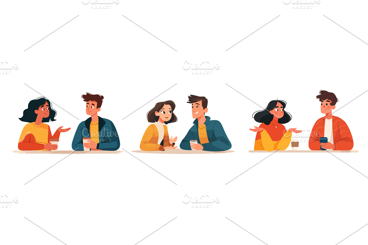 Couple drink coffee. Guy and girl, a Person Illustration by Stock-Smart-Start