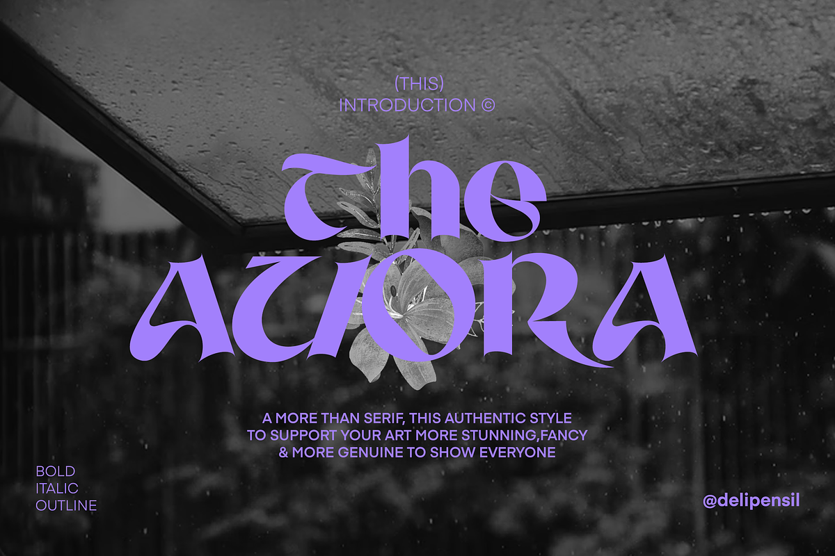 AUORA Vintage Modern Typeface, a Serif Font by delipensil (Photo 1 of 8)