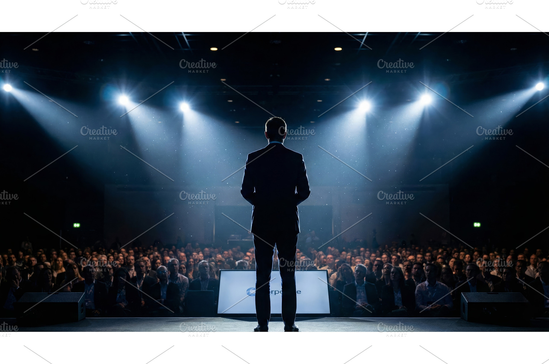 Man Speaking to Large Audience, a Business Photo by CREATIVEDEF
