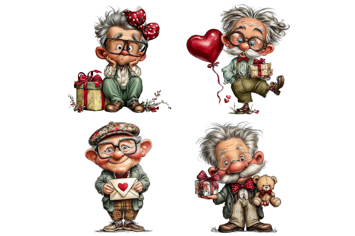 Quirky Valentine Grandpa Clipart, an Illustration by Craft Nest (Photo 8 of 8)
