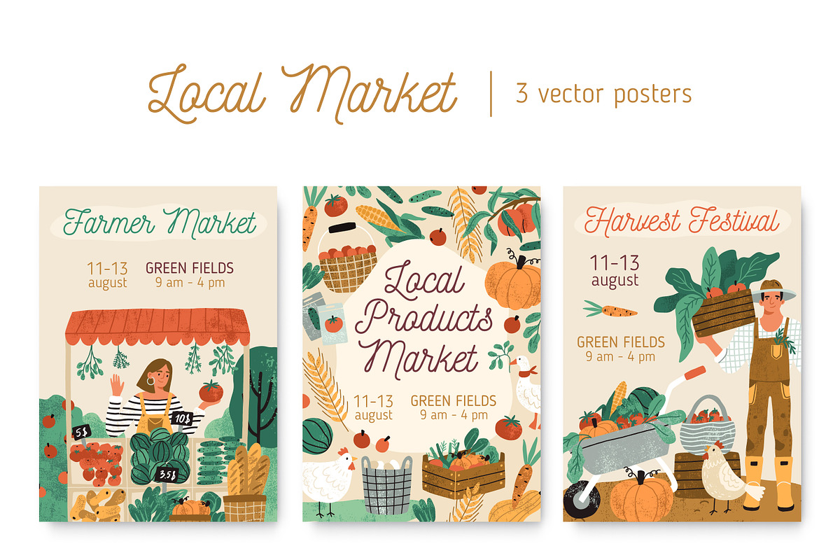 Farmers market and festival posters, a Person Illustration by Good Studio (Photo 1 of 6)