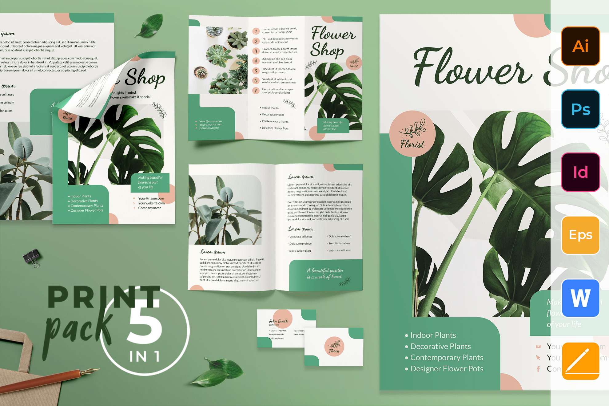 Flower Shop Print Pack, a Poster Template by TemplatesNow!