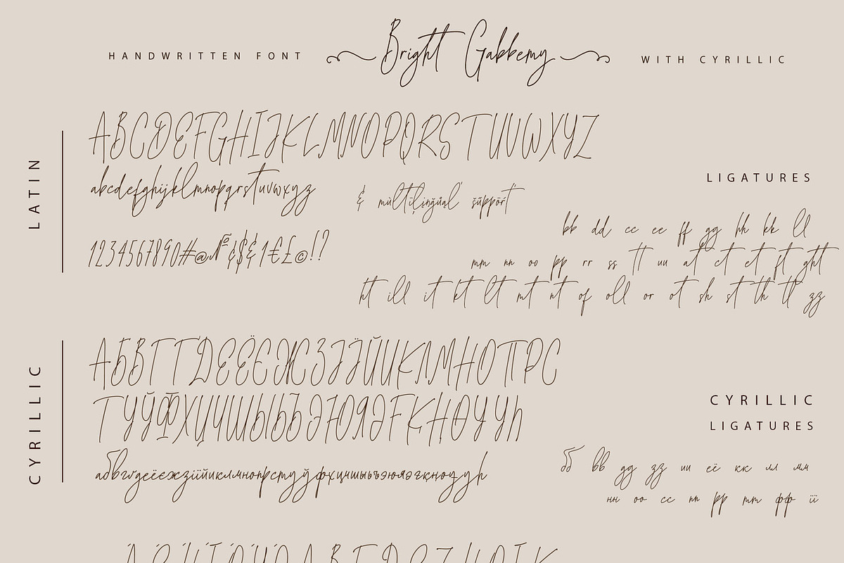 Bright Gabbemy Cyrillic Greek Font, a Script Font by IraDvilyuk (Photo 15 of 15)