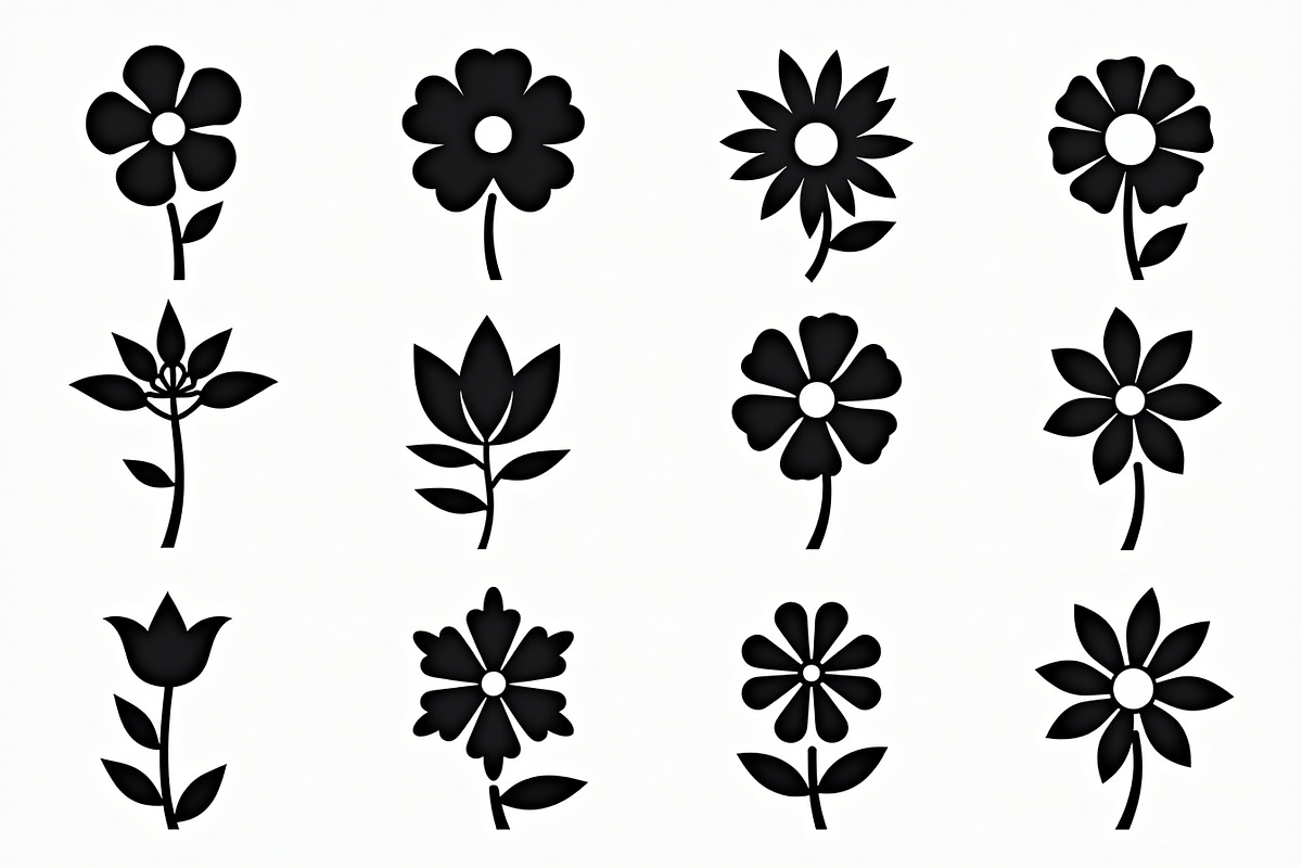 16 elegant black floral silhouettes, an Illustration by Amazin_art (Photo 6 of 17)